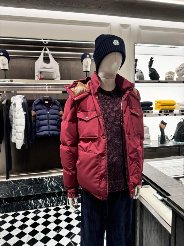 Moncler Fornas Rouge Double Pocket Hooded Down Jacket- Burgundy