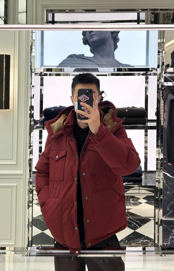 Moncler Fornas Rouge Double Pocket Hooded Down Jacket- Burgundy