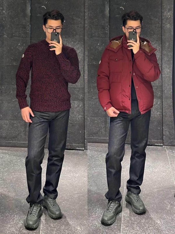 Moncler Fornas Rouge Double Pocket Hooded Down Jacket- Burgundy