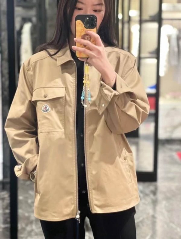 Moncler Gabardine Zip-Up Shirt Jacket- Beige (1) Moncler Gabardine Zip-Up Shirt Jacket- Beige