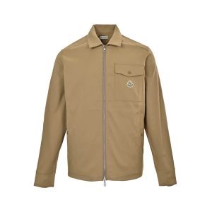 Moncler Gabardine Zip-Up Shirt Jacket- Beige (9) Moncler Gabardine Zip-Up Shirt Jacket- Beige