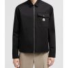 Moncler Gabardine Zip-Up Shirt Jacket- Black