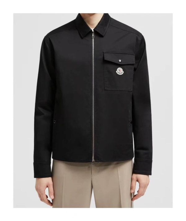 Moncler Gabardine Zip-Up Shirt Jacket- Black