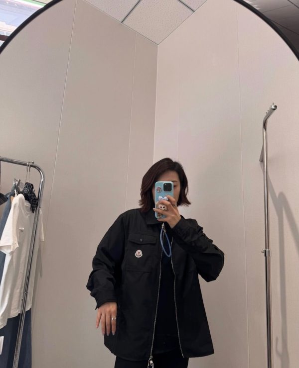 Moncler Gabardine Zip-Up Shirt Jacket- Black