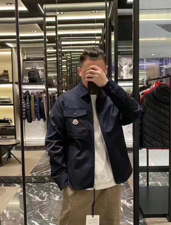 Moncler Gabardine Zip-Up Shirt Jacket- Black