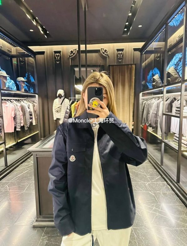 Moncler Gabardine Zip-Up Shirt Jacket- Black