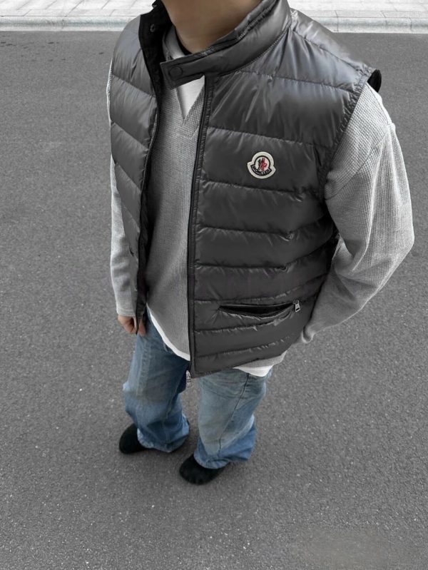 Moncler Gui Gilet Down Vest- Dark Grey