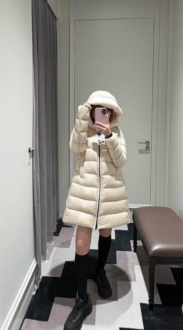 Moncler Hooded Quilted Down Jacket- Light Beige