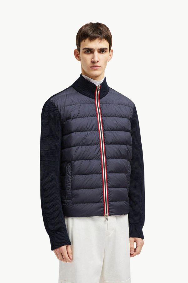 Moncler Knit Patchwork Down Jacket- Black