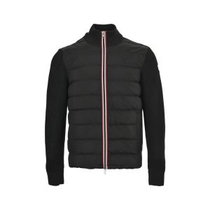 Moncler Knit Patchwork Down Jacket- Black