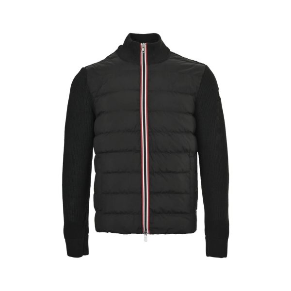 Moncler Knit Patchwork Down Jacket- Black