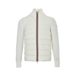 Moncler Knit Patchwork Down Jacket- White