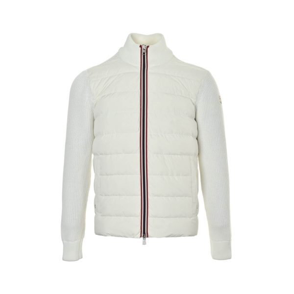 Moncler Knit Patchwork Down Jacket- White