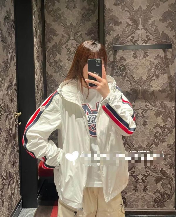 Moncler Olan Webbing Nylon Hooded Jacket- White