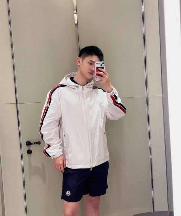 Moncler Olan Webbing Nylon Hooded Jacket- White