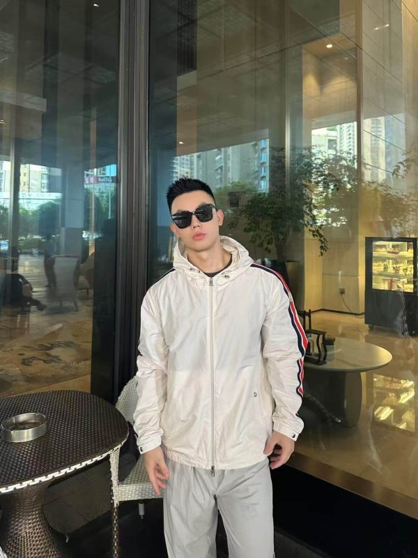 Moncler Olan Webbing Nylon Hooded Jacket- White