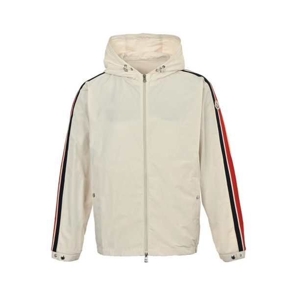 Moncler Olan Webbing Nylon Hooded Jacket- White