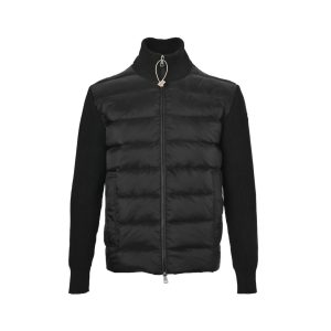 Moncler Padded Wool & Cashmere Zip-Up Cardigan- Black