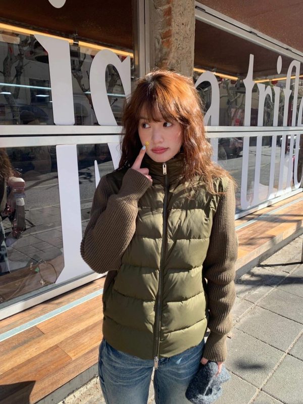 Moncler Padded Wool & Cashmere Zip-Up Cardigan- Green