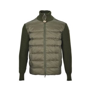 Moncler Padded Wool & Cashmere Zip-Up Cardigan- Green