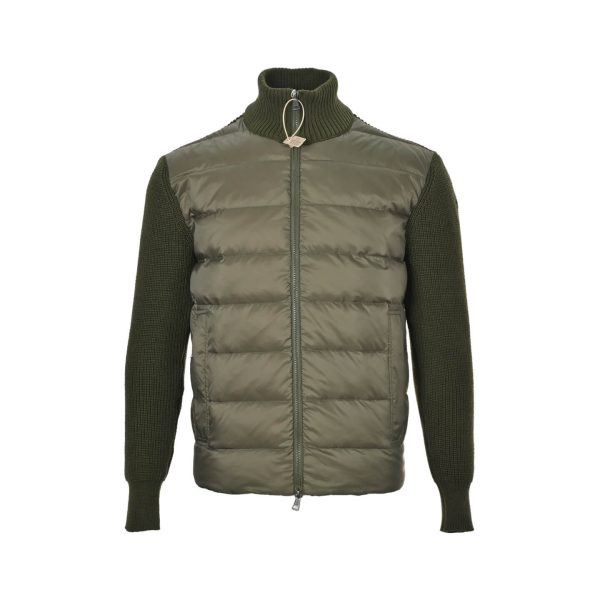 Moncler Padded Wool & Cashmere Zip-Up Cardigan- Green