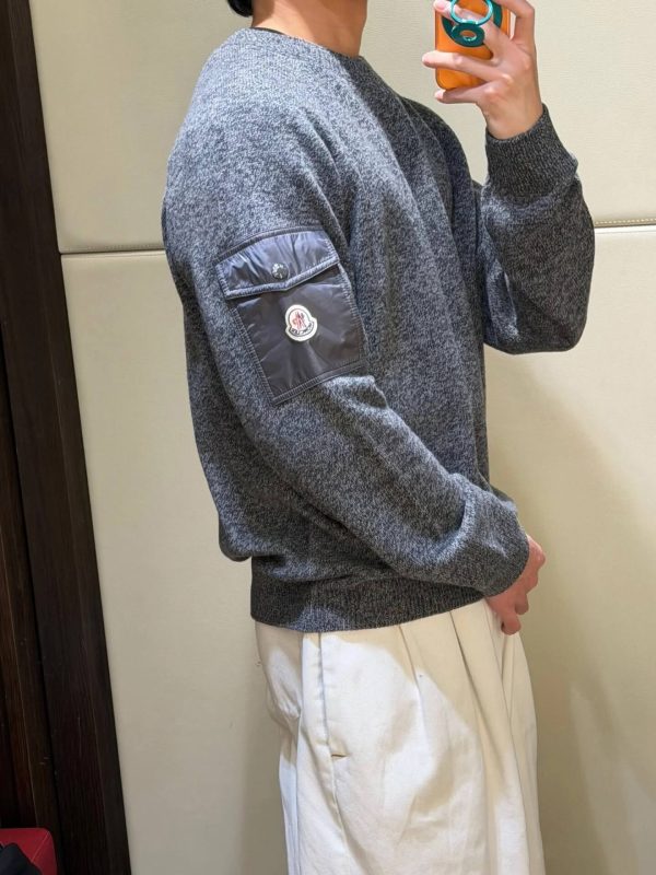 Moncler Wool Cashmere Pocket Sweater- Dark Grey (1) Moncler Wool Cashmere Pocket Sweater- Dark Grey