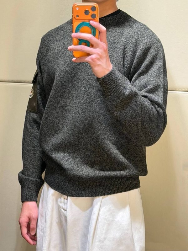 Moncler Wool Cashmere Pocket Sweater- Dark Grey (2) Moncler Wool Cashmere Pocket Sweater- Dark Grey