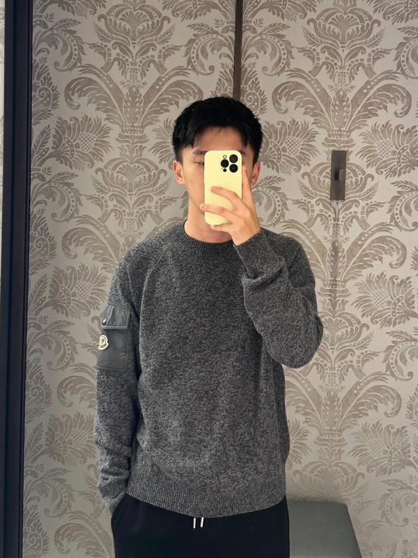 Moncler Wool Cashmere Pocket Sweater- Dark Grey (5) Moncler Wool Cashmere Pocket Sweater- Dark Grey