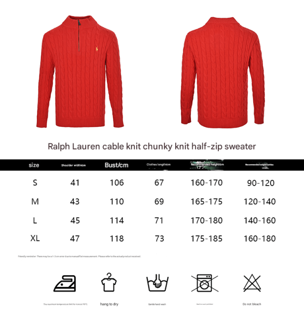 Polo Ralph Lauren Cable-Knit Quarter-Zip Sweater- Red (1) Polo Ralph Lauren Cable-Knit Quarter-Zip Sweater- Red
