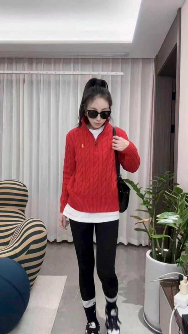 Polo Ralph Lauren Cable-Knit Quarter-Zip Sweater- Red (3) Polo Ralph Lauren Cable-Knit Quarter-Zip Sweater- Red