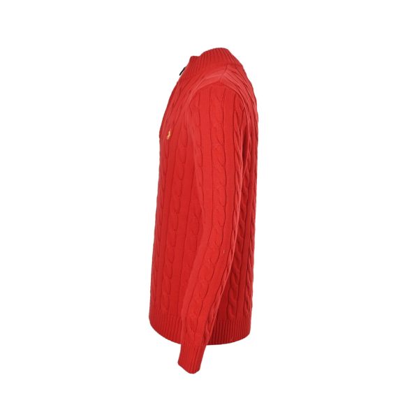 Polo Ralph Lauren Cable-Knit Quarter-Zip Sweater- Red (8) Polo Ralph Lauren Cable-Knit Quarter-Zip Sweater- Red