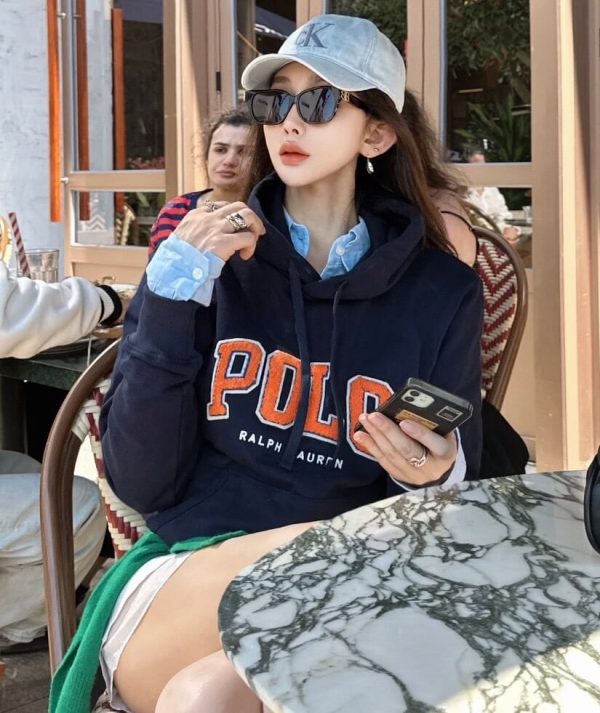 Polo Ralph Lauren Logo Fleece Hoodie- Navy Blue