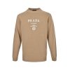Prada Cashmere and Wool Logo Crew-neck Sweater- Camel Brown