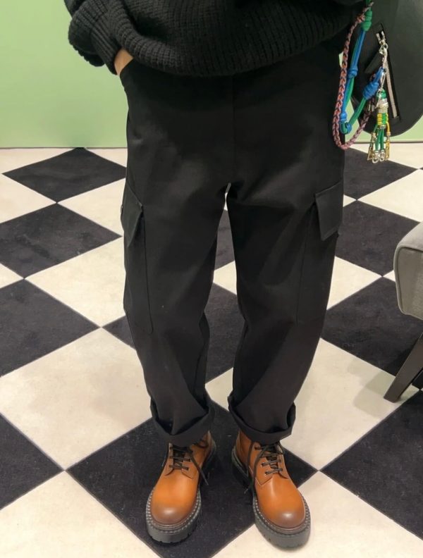 Prada Drill Cargo Pocket Triangle Trousers- Black (1) Prada Drill Cargo Pocket Triangle Trousers- Black