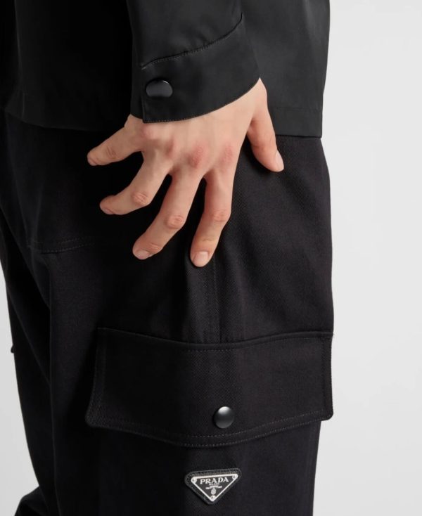 Prada Drill Cargo Pocket Triangle Trousers- Black (2) Prada Drill Cargo Pocket Triangle Trousers- Black
