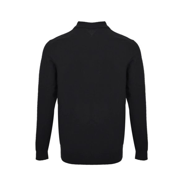 Prada Knitted Half-Zip Knit Long-Sleeve Wool Polo Shirt- Dark Blue