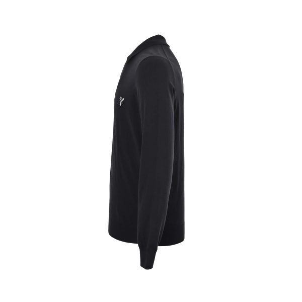 Prada Knitted Half-Zip Knit Long-Sleeve Wool Polo Shirt- Dark Blue