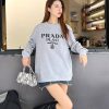 Prada Logo Crew Neck Sweatshirt- Grey