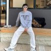 Prada Logo Crew Neck Sweatshirt- Grey