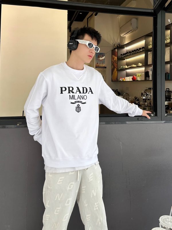 Prada Logo Crew Neck Sweatshirt – White