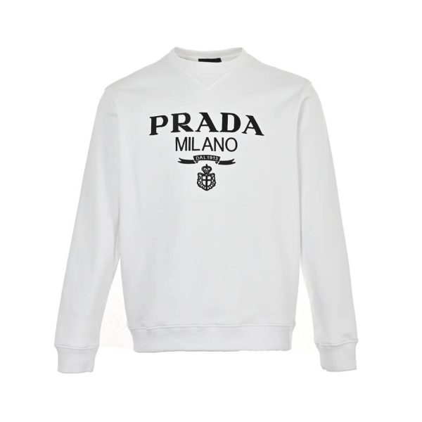 Prada Logo Crew Neck Sweatshirt – White