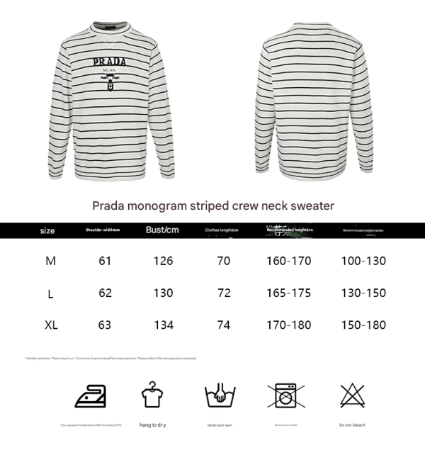 Prada Logo Striped Wool and Cashmere Sweater- White (1) Prada Logo Striped Wool and Cashmere Sweater- White