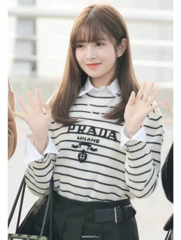 Prada Logo Striped Wool and Cashmere Sweater- White (2) Prada Logo Striped Wool and Cashmere Sweater- White