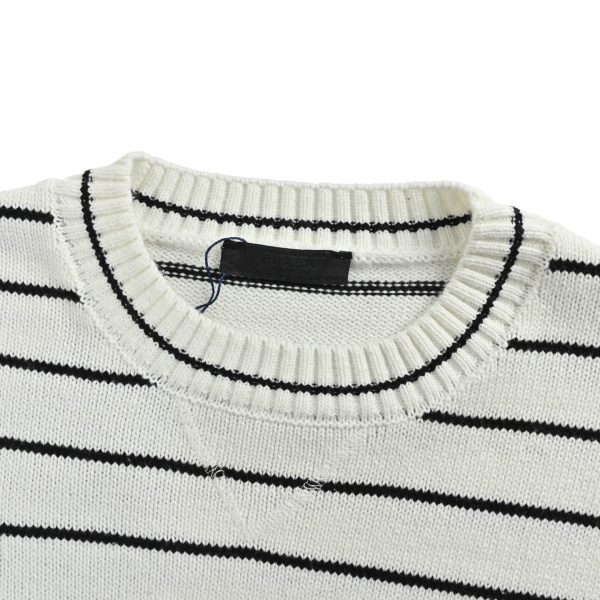 Prada Logo Striped Wool and Cashmere Sweater- White (4) Prada Logo Striped Wool and Cashmere Sweater- White