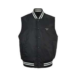 Prada Re-Nylon Triangle Logo Vest- Black