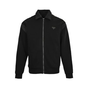 Prada Technical Cotton and Re-Nylon Cardigan- Black
