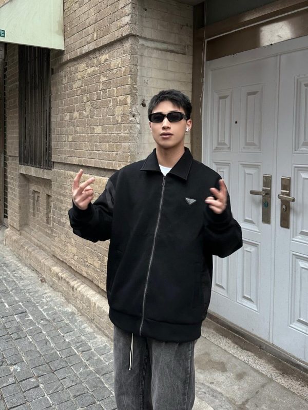 Prada Technical Cotton and Re-Nylon Cardigan- Black (2) Prada Technical Cotton and Re-Nylon Cardigan- Black