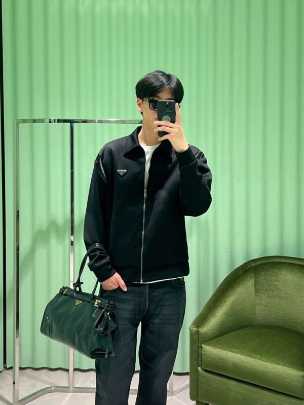 Prada Technical Cotton and Re-Nylon Cardigan- Black (3) Prada Technical Cotton and Re-Nylon Cardigan- Black