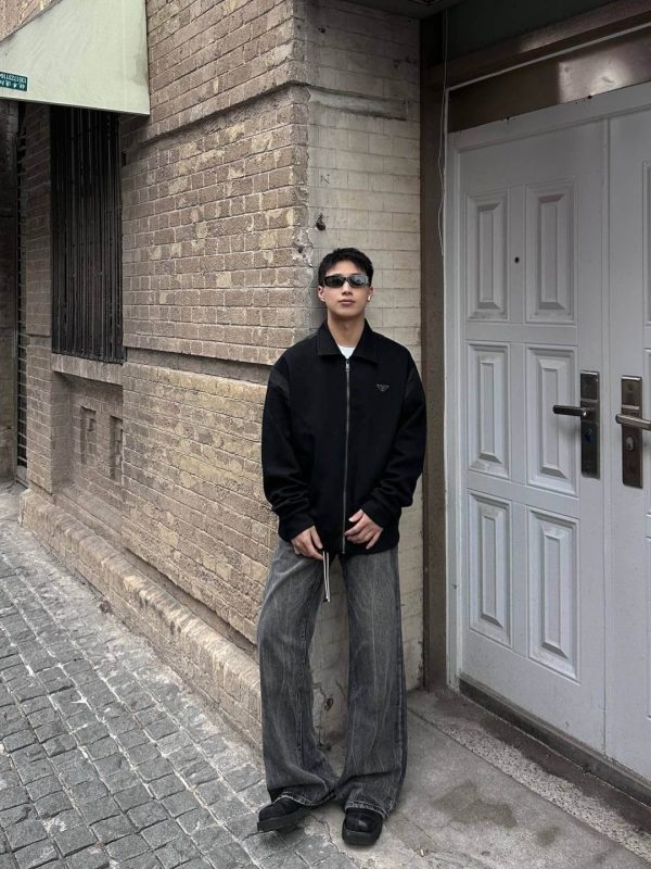 Prada Technical Cotton and Re-Nylon Cardigan- Black (4) Prada Technical Cotton and Re-Nylon Cardigan- Black