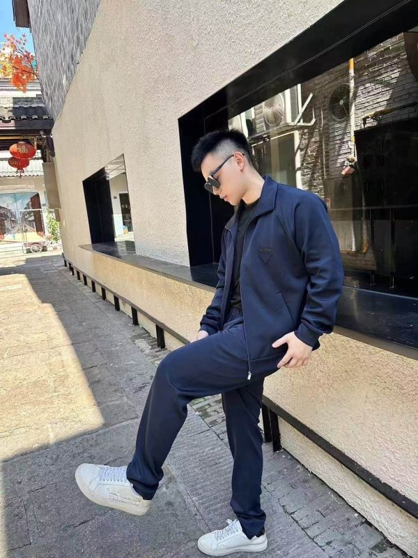 Prada Technical Fabric Zip-Up Jacket- Navy Blue